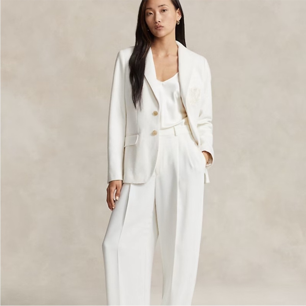 Polo Ralph Lauren Cream Monogram Crest Blazer Size 14 NWT Preppy Old Money - Picture 4 of 13